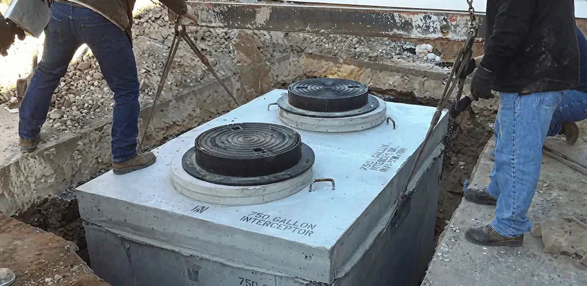 Grease trap installation for a commercial property drainage system in Savannah, GA